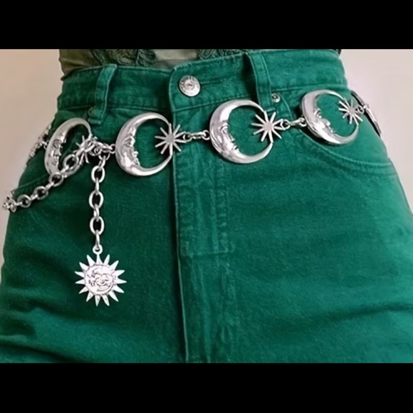 MISSLOOK Accessories - MISSLOOK Silver Moon & Sun Chain Belt